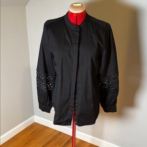 Chico's Black Blouse with Lace Sleeves